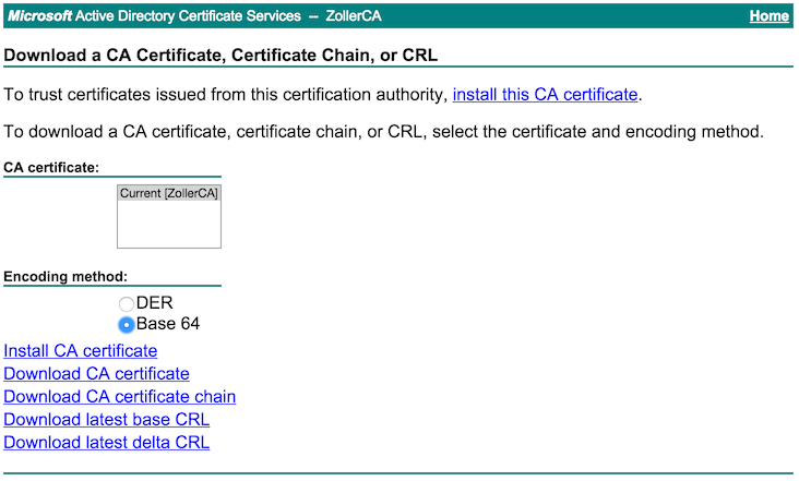 Download the root certificate in base64 format