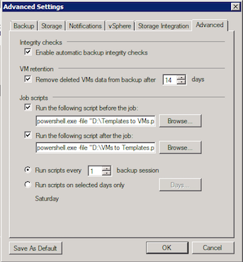 Configure job scripts on the Advanced tab
