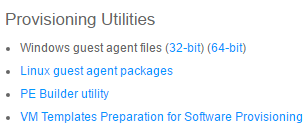 Guest agent packages are located under Provisioning Utilities