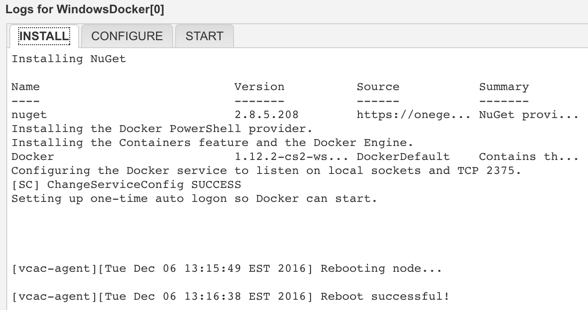 Software component logs, Install phase