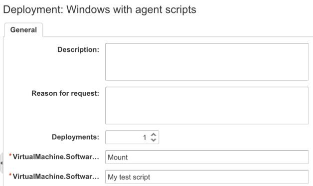 Request form with custom properties shown