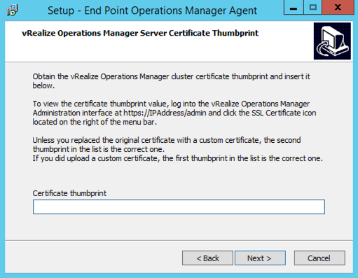 Setup wizard for End Point Operations (EpOps) agent on Windows