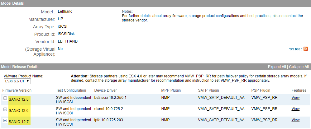 VMware HCL