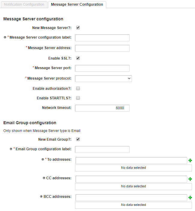 Add Notification Configuration request form, page 2