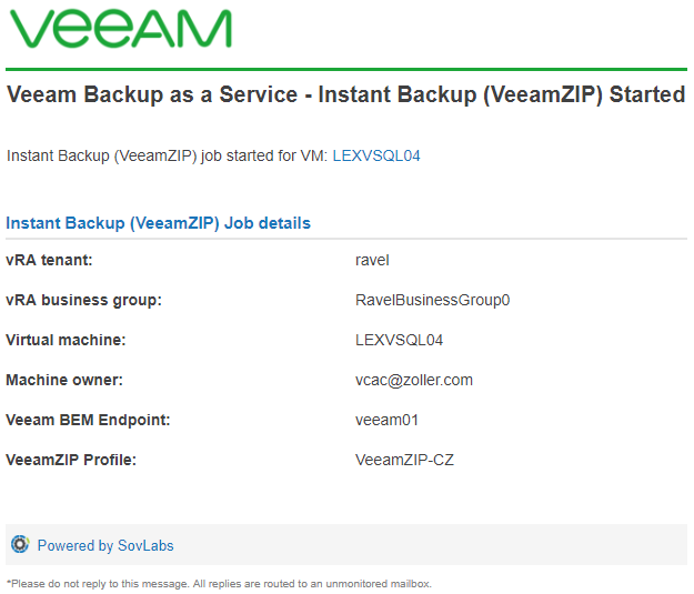 Veeam email notifications