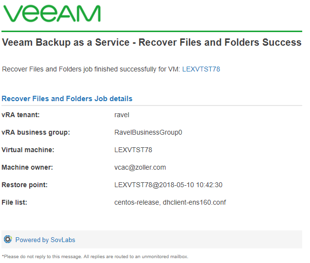 File recovery email success confirmation
