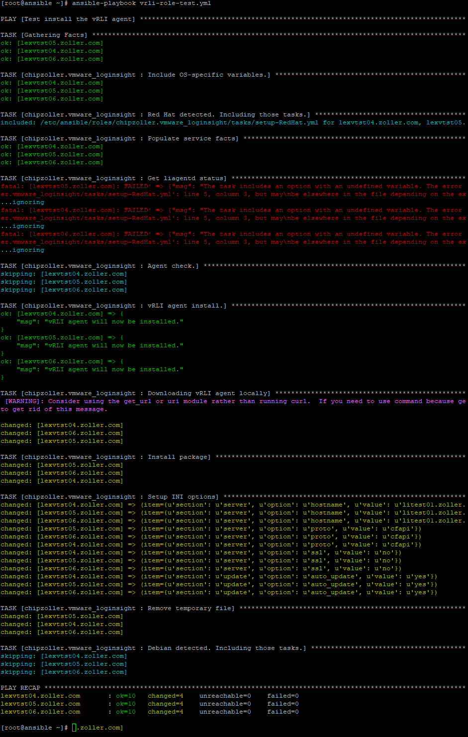 Output from &lt;code&gt;ansible-playbook&lt;/code&gt;